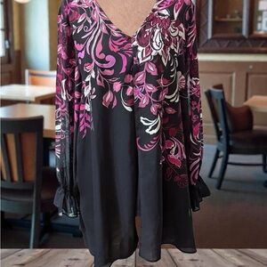 Susan Graver Black and Pink Floral Tunic
